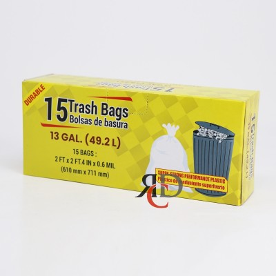 DURABLE TRASH BAG 13GAL - 15CT/ DISPLAY